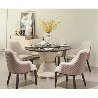 Tisch Stuhl Set Esszimmer Garnitur Essgarnitur Tisch Runder Esstisch 7tlg. Sets