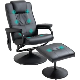 Homcom Massagesessel mit Hocker Kunstleder 84 x 95 x 77 cm Schwarz elektrisch