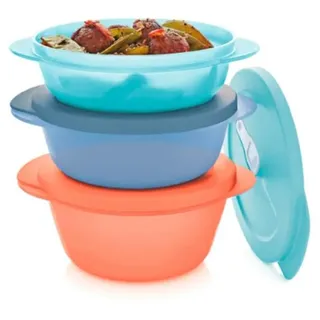 TUPPERWARE Mikrowelle CrystalWave pastell 775ml rot+560ml blau+390ml Türkis