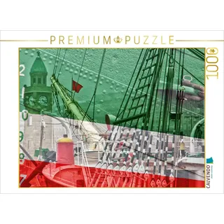 CALVENDO Puzzle Die "Rickmer Rickmers" an den Hamburger Landungsbrücken 1000 Teile Puzzle quer | 1000 Teile Lege-Größe 64x48cm Foto-Puzzle für glückliche Stunden