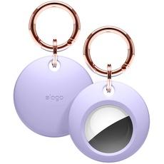 elago Basic Hülle kompatibel mit AirTag Schlüsselanhänger - Voller Schutz, inklusive Schlüsselanhänger, schlankes und einfaches Design, hochwertiges Silikon in Lebensmittelqualität (Lavendel)