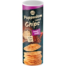 BONASIA Poppadom Lentil Chips Sweet Chilli – Süßlich-pikante Linsenchips aus 63% Linsenmehl, glutenfrei, vegan (1 x 70 g) (Packung mit 2)