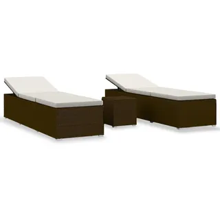 VidaXL 3057663, Lounge, Gepolsterter Sitz, Polyester, Polyrattan, Stahl, Braun, Cremefarben, Weiß, 600 mm, 1950 mm - Braun, Beige, Weiß