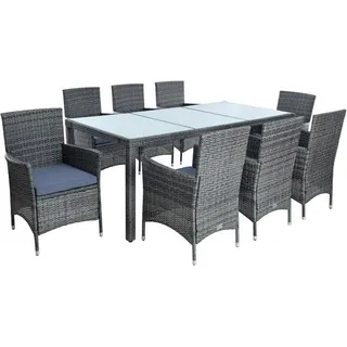 Polyrattan Sitzgruppe Gartenmöbel Set für 8 Personen Rattan Gartenset Anthrazit