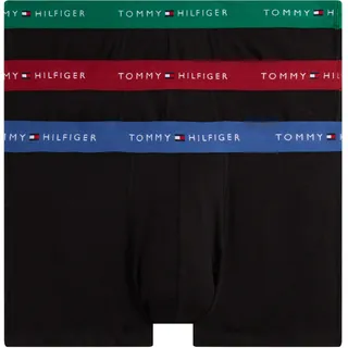 Trunk "3P WB TRUNK", Herren, Gr. XXL (56), 3 Stk., schwarz (reg rot, blu awrd, nouv grün), Jersey, Obermaterial: 95% Baumwolle, 5% Elasthan, TOMMY HILFIGER UNDERWEAR, körpernah, Unterhosen Trunk, mit Logo-Elastikbund