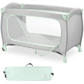 hauck Reisebett mit XL Spielöffnung & Räder Sleep N Play GO Plus Dusty Mint
