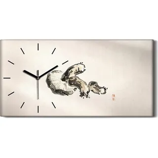 Dekor Leinwand Uhr Wandbilder 60x30 Malerei Asiatischer Pilz Champigion Kunst - schwarze Hände - Beige