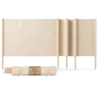 Amazinggirl Windschutz Strand mit Stangen – Windfang Strandwindschutz für Camping Garten und Pool – Paravent Outdoor Sichtschutz Sonnenschutz Windbarriere leicht stabil Beige