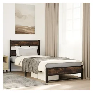 vidaXL Metallbett ohne Matratze Räuchereiche 100x200 cm