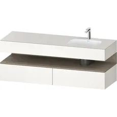 Duravit Qatego Einbauwaschtisch mit Konsolenwaschtischunterbau, 1600x550x600mm, Nische Eiche Terra, Becken rechts, QA4796035, Farbe: Weiß Supermatt