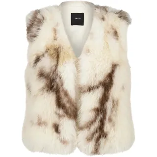 Fellimitatweste ZERO "Kunstfell-Weste mit Animalprint", Damen, Gr. L, beige (cream, braun), Obermaterial: 100% Polyester PES., Westen Fellimitatweste