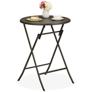 Relaxdays Gartentisch Ø 60 x 75 cm Braun