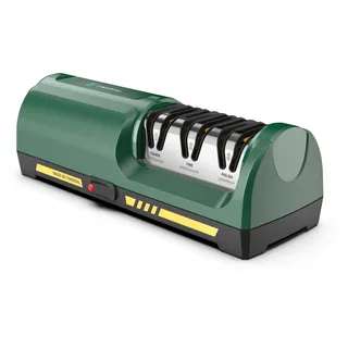 TIMERIAL Elektrischer Messerschärfer 3 Stufen Diamantschleifscheiben 15° Präzisionswinkelführung, zum Schärfen und Polieren von Stahl Küchenmessern oder Keramikmessern, 120 Grit / 600 Grit /1000 Grit