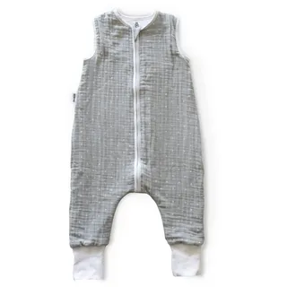 Ehrenkind® Baby Sommerschlafsack mit Füßen Musselin | aus weicher OEKO-TEX zertifizierter Bio-Baumwolle | Sommer Baby Schlafsack 1 TOG Gr. 100 Farbe Grau weiße Punkte