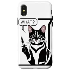 Hülle für iPhone X/XS Katze Messer Design Witzige Tier Katzen