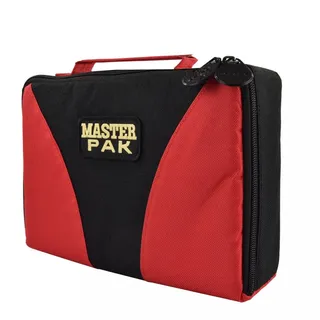 KARELLA Darttasche Master PAK, perfekte Aufbewahrung für bis 3 Set Darts und viel Zubehör, Dartcase, Tasche für Darts, Verschiedene Varianten (schwarz-rot)