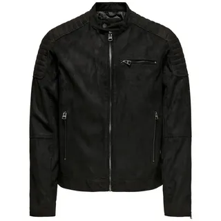 Only & Sons Herbst Winter Kunstleder Sakko Schwarz 488233, Größe M