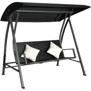 Outsunny Hollywoodschaukel Schwarz 3-Sitzer