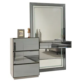 Schminktisch Kommode mit Spiegel Konsole Kommoden Holz Modern Schlafzimmer - Grau