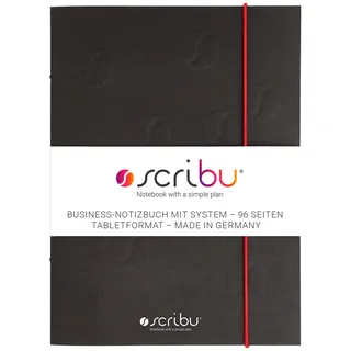 scribu Business Notizbuch mit System - Planer für Aufgaben, Projekte & Prioritäten | GTD, Eisenhower, Bullet Journal | 96 Seiten, Soft Cover | Tablet Format | Smart Black - Singlepack