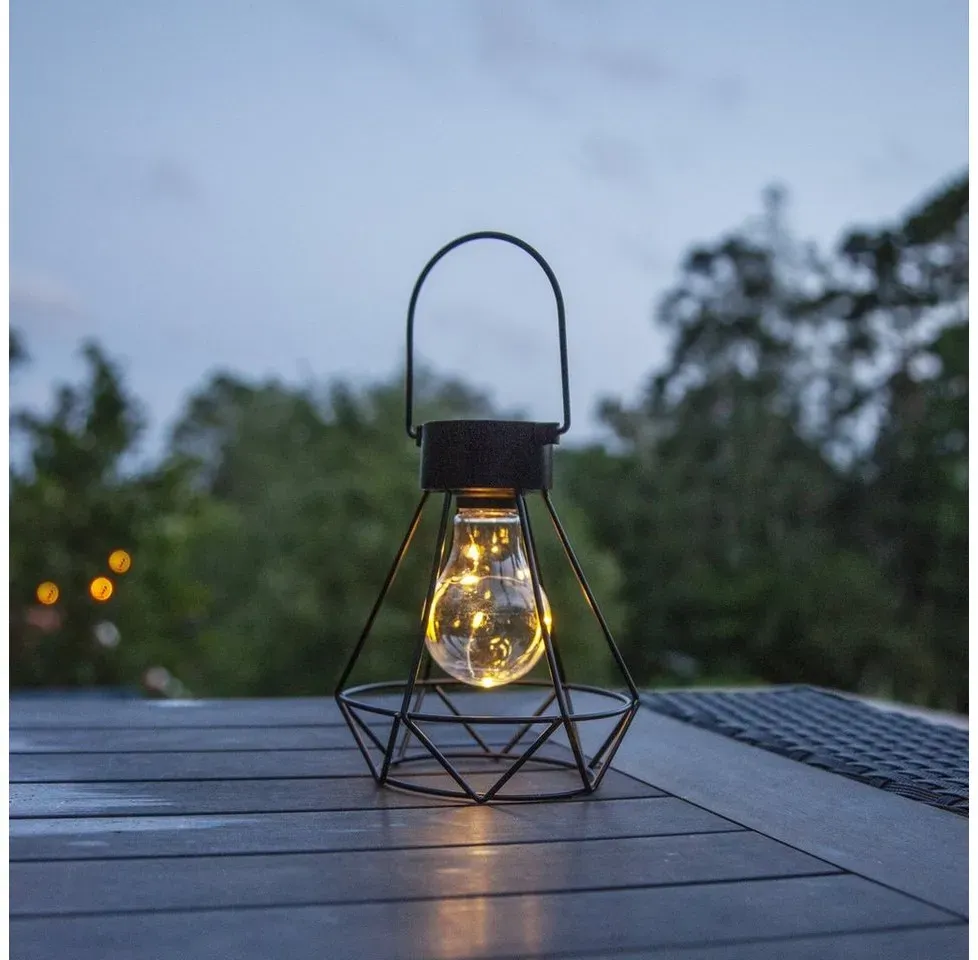 Bild von LED-Solar-Dekolaterne Eddy mit Käfig-Schirm