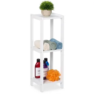 Relaxdays Standregal mit 3 Ablagen, quadratisches Küchenregal, H x B x T: 65 x 22 x 22 cm, MDF, Badezimmerregal, weiß