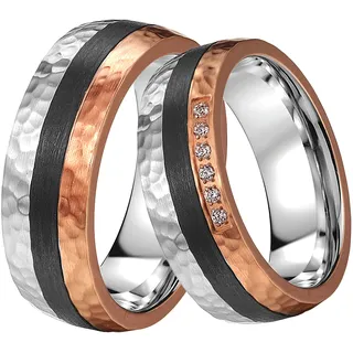 Trauring DOOSTI "Schmuck Geschenk Edelstahl Trauring Ehering Partnerring LIEBE" Gr. 54, rosa (edelstahlfarben, roségoldfarben, schwarz), Fingerringe, Damen, 54, ohne Zirkonia, Carbon Edelstahl, 7mm, Carbon, Edelstahl, Trauring, wahlweise mit oder ohne Zirkonia