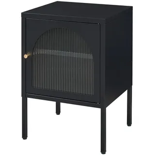 [en.casa] Nachtschrank Karlskrona , Schwarz , Metall, Glas , Rechteckig , 42.5x60x40 cm , Schlafzimmer, Nachtkästchen
