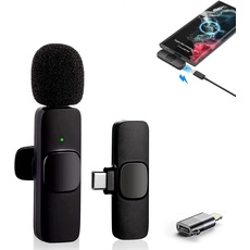 Handy Mikrofon für iPhone/iPad/Android/Laptop, Plug-Play Lavalier Mikrofon für iphone Wireless Microphone Ansteckmikrofon Kabellos für YouTube, Podcast, Facebook, Vlogging Aufnahmen-Keine APP