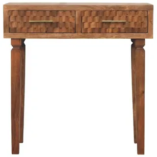 Artisan Furniture Konsolentisch Golden-Teak-Finish, 2 Schubladen, Hellbraun , Braun , Holz , Echtholz,Mangoholz , 35x82x80 cm , FSC 100% , Wohnzimmer, Wohnzimmertische, Konsolentische