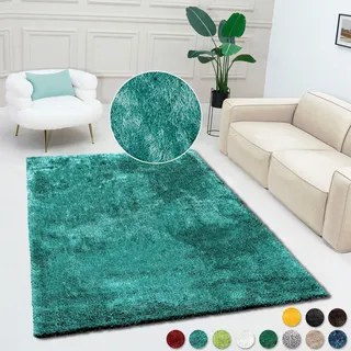 Bruno Banani Teppich "Dana Teppich, besonders weich und kuschelig, Kundenliebling" rechteckig 30 mm Höhe uni, Mikrofaser Teppiche, Wohnzimmer, Schlafzimmer, Esszimmer, petrol