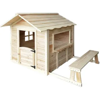 HOME DELUXE -Spielhaus DER GROßE PALAST - Natur mit Bank - Holz - Braun, Naturbelassen