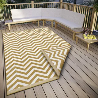 Northrugs Palma Wendeteppich«, rechteckig, 5 mm Höhe, In-& Outdoor, Wetterfest, Balkon, Läufer, Wohnzimmer, Wasserfest gelb