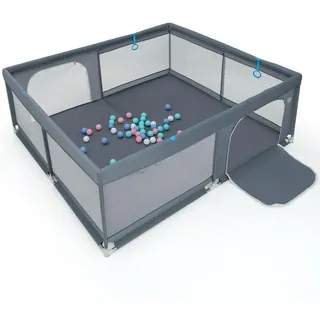 Costway Laufstall 68cm Grau , Kunststoff , 180x200 cm , Babymöbel & Kindermöbel, Babyzimmer, Laufgitter