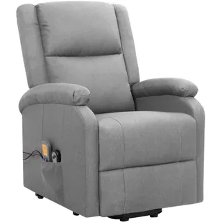 vidaXL Massagesessel mit Aufstehhilfe Hellgrau Stoff - Grau