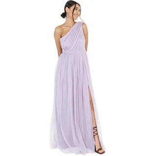 Anaya with Love Damen Womens Ladies Maxi One Cold Shoulder Dress Slit Split Sleeveless Prom Wedding Guest Bridesmaid Ball Evening Gown Kleid, Dusty Lilac, 46 EU