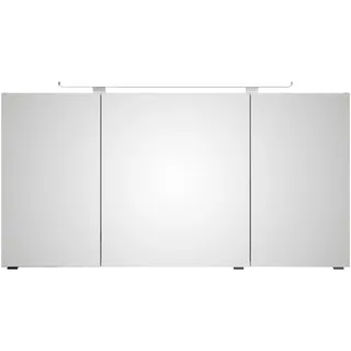 Saphir Badezimmerspiegelschrank »Serie 4010 Badezimmer-Spiegelschrank inkl. LED-Aufsatzleuchte«, Badschrank 140 cm breit, 3 Türen, 6 Glas-Einlegeböden, inkl Türdämpfer, braun