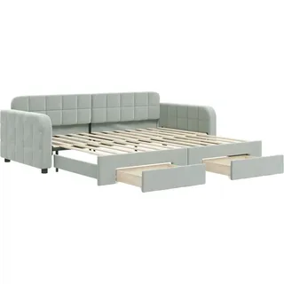 vidaXL Tagesbett Ausziehbar mit Schubladen Hellgrau 90x200 cm Samt - Grau