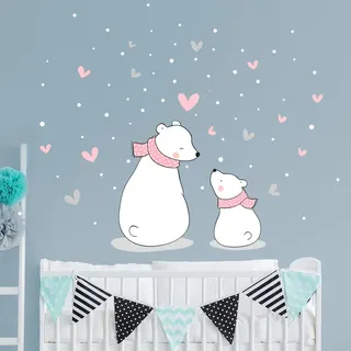 Wandsticker Kinder Dekoration Babyzimmer Wandtattoo Kinderzimmer Wandsticker Kinderzimmer Wandaufkleber Bär Familie Wandsticker H90 x 60 cm