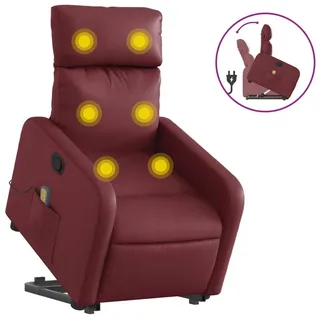 Massagesessel mit Aufstehhilfe Weinrot Kunstleder - Rot