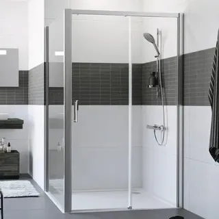 HÜPPE Classics 2 EasyEntry Viereck Gleittür 1-teilig mit festem Segment, Breite:130cm, Höhe:200cm, rechtsseitige Befestigung, C25610069322