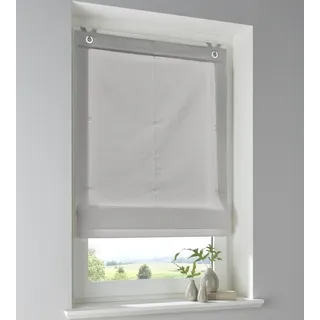 Raffrollo Stig aus 100% Baumwolle in grau einfarbig, Blickdicht, Montage ohne Bohren, mit Fensterhaken, Breite 60 x Höhe 140 cm