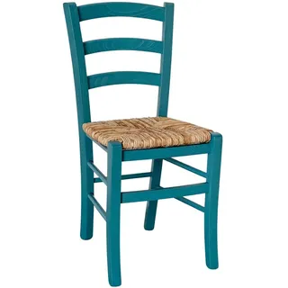 Venezia Esszimmerstuhl Holz Türkis Reisspelzensitz 1 Stück 87 cm