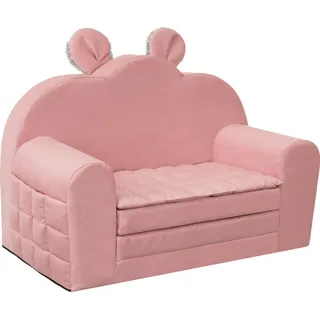 Kinder Sofa, Schlafsofa, Couch, Kindersessel, Sessel, Sofa, Kindercouch, Kinderzimmer, Ausklappbar, schaumstoff Möbel, 71x35/91x48 cm, Rosa - Rosa