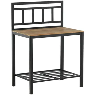 gardenson Outdoorküche , Schwarz, Teakfarben , Holz, Metall , Teakholz , 90x127x60 cm , Gartenmöbel, Outdoor Küchen