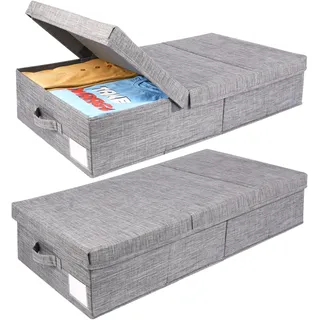 BELLE VOUS (2er Pack Faltbare Unterbett Aufbewahrungsbox mit Griffen - Bettkasten Aufbewahrung, Schrank oder Kleiderschrank - Aufbewahrung Kleidung, Schuhe, Bettdecken, Decken und Bettwäsche