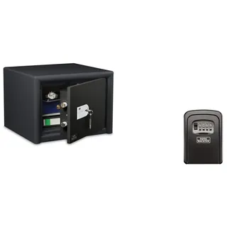BURG-WÄCHTER Möbeltresor mit Schlüssel, 27 l, 55 kg, CL 420 K, Schwarz & Burg-Wächter 39650 Schlüsseltresor mit 4-stelligem Zahelncode für außen und innen, Sicher, Wandmontage, Key Safe 30 SB, Schwarz