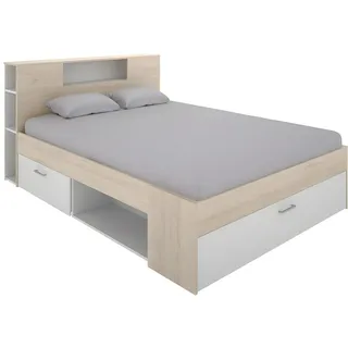 DEKIT GRUPO RIMOBEL Lanka Kompaktes Bett für Schlafzimmer, Natur/Weiß, 95 x 149,6 x 218,5 cm