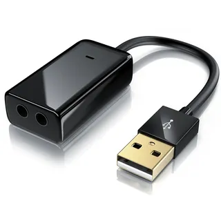 CSL - Externe Soundkarte, USB Auf Audio Adapter, 3D Stereo, External Sound Card, Kompatibel Mit Windows, Linux Und Mac, Schwarz
