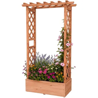 Relaxdays Blumenkasten mit Rankgitter 152 x 78 x 36 cm Orange